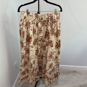 Abercrombie & Fitch Cream Maxi Skirt with Rust Floral Print